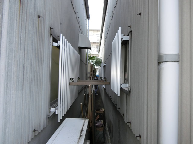 倉庫の窓の防犯対策　アルミ面格子　施工事例　名古屋市天白区